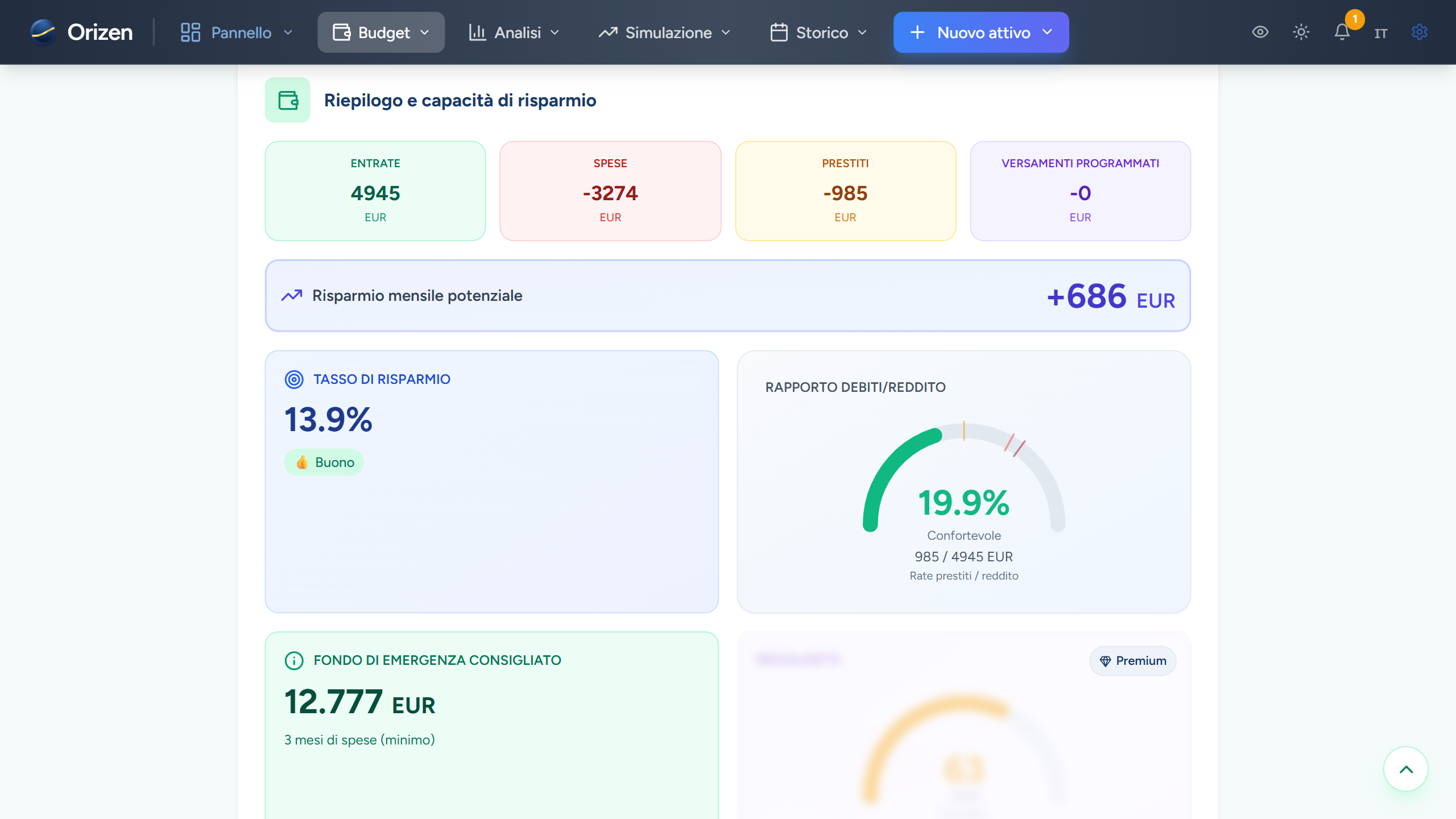 Screenshot — Budget mensile